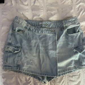 Altar'd State Blue Jean Skort With Pockets